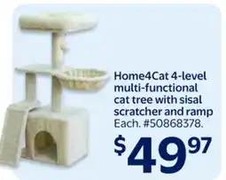 Walmart Home4Cat 4-Level multi-functional Cat Tree with Sisal Scratcher and Ramp offer
