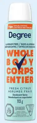 Walmart Degree whole body deodorant spray offer