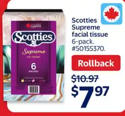Walmart Scotties Supreme facial tissue offer