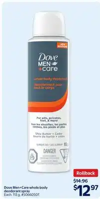 Walmart Dove Men+Care whole body deodorant spray offer