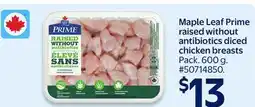 Walmart Maple Leaf Prime raised without antibiotics diced chicken breasts offer