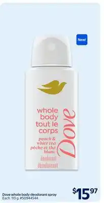 Walmart Dove whole body deodorant spray offer