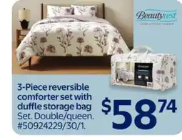 Walmart 3-Piece reversible comforter set with duffel storage bag offer