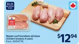 Walmart Maple Leaf boneless skinless chicken breasts 4-pack offer