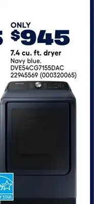 RONA SAMSUNG 7.4 cu. ft. dryer offer