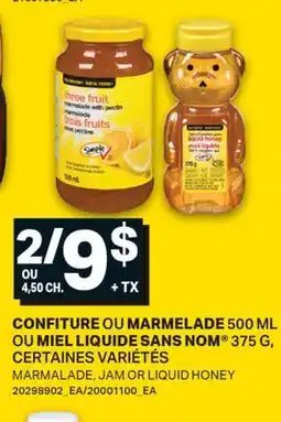 L'Intermarché CONFITURE OUOU MARMELADE 500 ML OU MIEL LIQUIDE 375 G | MARMALADE, JAM OR LIQUID HONEY offer