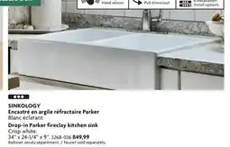 Home Hardware Drop-in Parker fireclay kitchen sink Crisp white offer