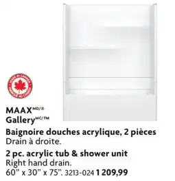 Home Hardware 1 pc. acrylic tub & shower offer