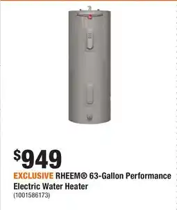 Home Depot EXCLUSIVE RHEEM 63-Gallon Performance Electric Water Heater offer