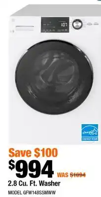 Home Depot 2.8 Cu. Ft. Washer offer