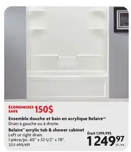 Home Hardware Belaire Acrylic Tub Shower offer