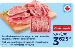 Walmart Pork loin boneless centre and rib chops 6-pack offer