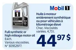 Walmart Full synthetic or high mileage motor oil offer