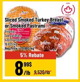 Mayrand Virginia Sliced Smoked Turkey Breast or Smoked Pastrami offer