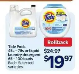 Walmart Tide Pods or Liquid Laundry Detergent offer