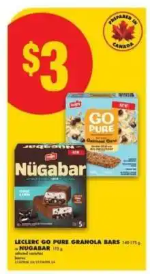 No Frills LECLERC GO PURE GRANOLA BARS or NÜGABAR offer