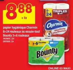 Maxi papier hygiénique Charmin ou essuie-tout Bounty offer
