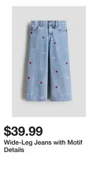 H&M Wide-Leg Jeans with Motif Details offer