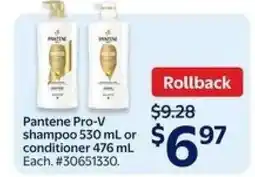 Walmart Pantene Pro-V Shampoo or Conditioner offer