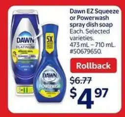 Walmart Dawn EZ Squeeze or Powerwash spray dish soap offer