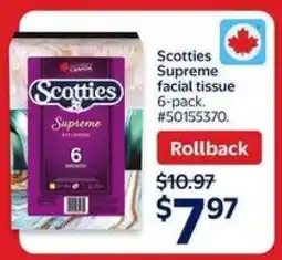 Walmart Scotties Supreme facial tissue 6-pack offer