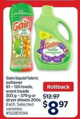 Walmart Gain Liquid Fabric Softener offer