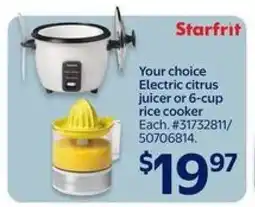 Walmart Starfrit Electric Citrus Juicer or 6-Cup Rice Cooker offer