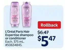 Walmart L'Oreal Paris Hair Expertise Shampoo or Conditioner offer