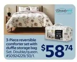Walmart 3-Piece reversible comforter set with duffle storage bag offer
