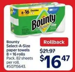 Walmart Bounty Select-A-Size Paper Towels offer