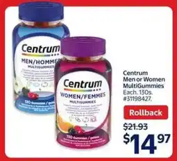 Walmart Centrum Men or Women MultiGummies offer