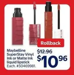 Walmart Maybelline SuperStay Vinyl Ink or Matte Ink liquid lipstick offer