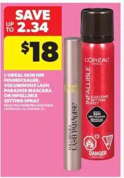 Real Canadian Superstore L'Oréal Skin Ink Foundation, Voluminous Lash Paradise Mascara or Infallible Setting Spray offer