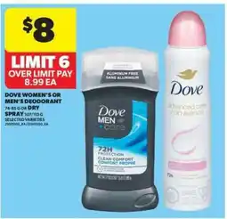 Real Canadian Superstore Dove Women's or Men's Deodorant offer