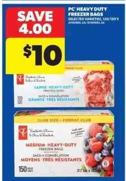 Real Canadian Superstore PC Heavy Duty Freezer Bags offer