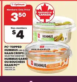 Independent City Market PC TOPPED HUMMUS 280 G OR NAAN CRISPS 170 G offer