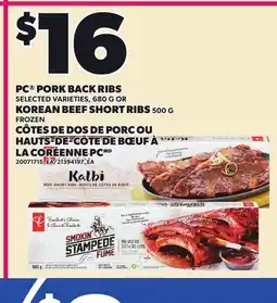 Independent City Market PC PORK BACK RIBS SELECTED VARIETIES, 680 G OR KOREAN BEEF SHORT RIBS, 500 G offer