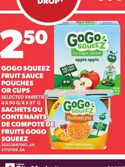 Independent City Market GOGO SQUEEZ FRUIT SAUCE POUCHES OR CUPS, 4 X 90 G/4 X 97 G offer