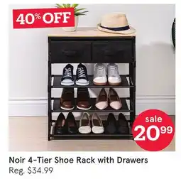 Kitchen Stuff Plus Noir 4-Tier Shoe Rack with Drawers offer