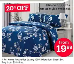 Kitchen Stuff Plus 4 Pc. Home Aesthetics Luxury 100% Microfiber Sheet Set offer