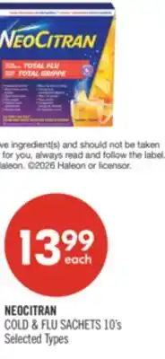 Shoppers Drug Mart NEOCITRAN COLD & FLU SACHETS 10's offer