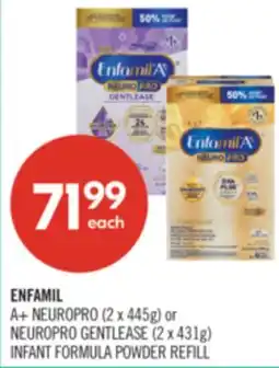 Shoppers Drug Mart ENFAMIL A+ NEUROPRO (2 x 445g) or NEUROPRO GENTLEASE (2 x 431g) INFANT FORMULA POWDER REFILL offer