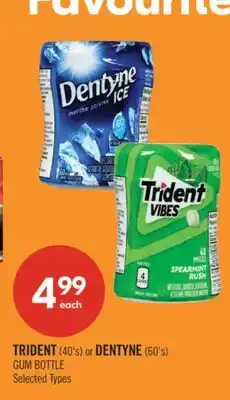 Shoppers Drug Mart TRIDENT (40's) or DENTYNE (60's) GUM BOTTLE offer