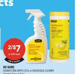 Shoppers Drug Mart NO NAME DISINFECTING WIPES (35's) or HOUSEHOLD CLEANER offer