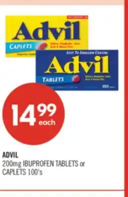 Shoppers Drug Mart ADVIL 200mg IBUPROFEN TABLETS or CAPLETS 100's offer