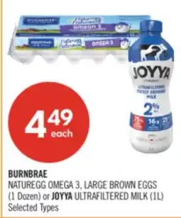 Shoppers Drug Mart BURNBRAE NATUREGG OMEGA 3, LARGE BROWN EGGS (1 Dozen) or JOYYA ULTRAFILTERED MILK (1L) offer