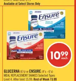 Shoppers Drug Mart GLUCERNA (6's) or ENSURE (4's - 6's) MEAL REPLACEMENT SHAKES offer