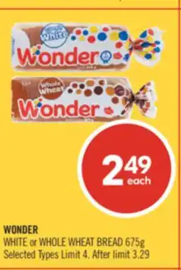 Shoppers Drug Mart WONDER WHITE or WHOLE WHEAT BREAD offer