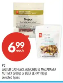 Shoppers Drug Mart PC SALTED CASHEWS, ALMONDS & MACADAMIA NUT MIX (200g) or BEEF JERKY (80g) offer