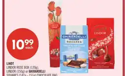 Shoppers Drug Mart LINDT LINDOR ROSE BOX (120g), LINDOR (150g) or GHIRARDELLI SQUARES (142g - 151g) CHOCOLATE BAG offer